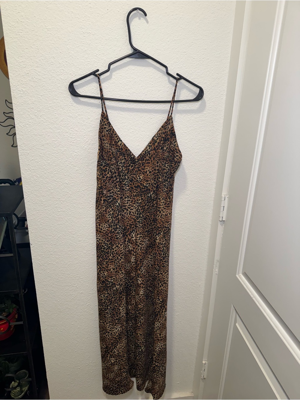 Leopard Print Maxi Slip Dress in Brown